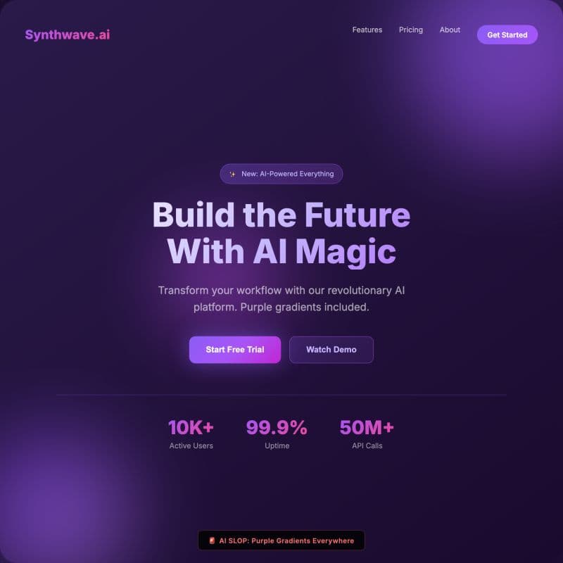 مثال لتصميم موقع عام تم إنشاؤه بالذكاء الاصطناعي